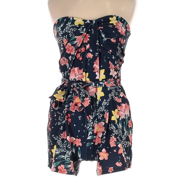 Great Jones blue floral strapless romper - Picture 2 of 4